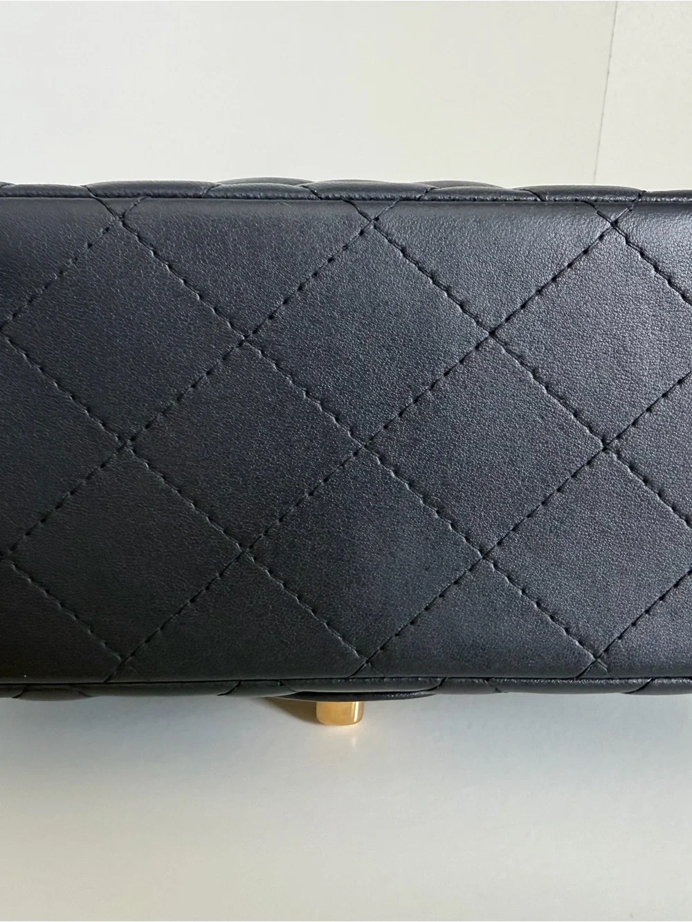 CHANEL Mini Square Flap Quilted Lambskin in Navy with Gold Hardware